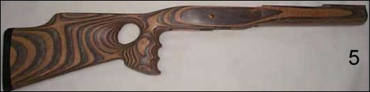 Custom thumb hole stock Black Gray laminate Brown